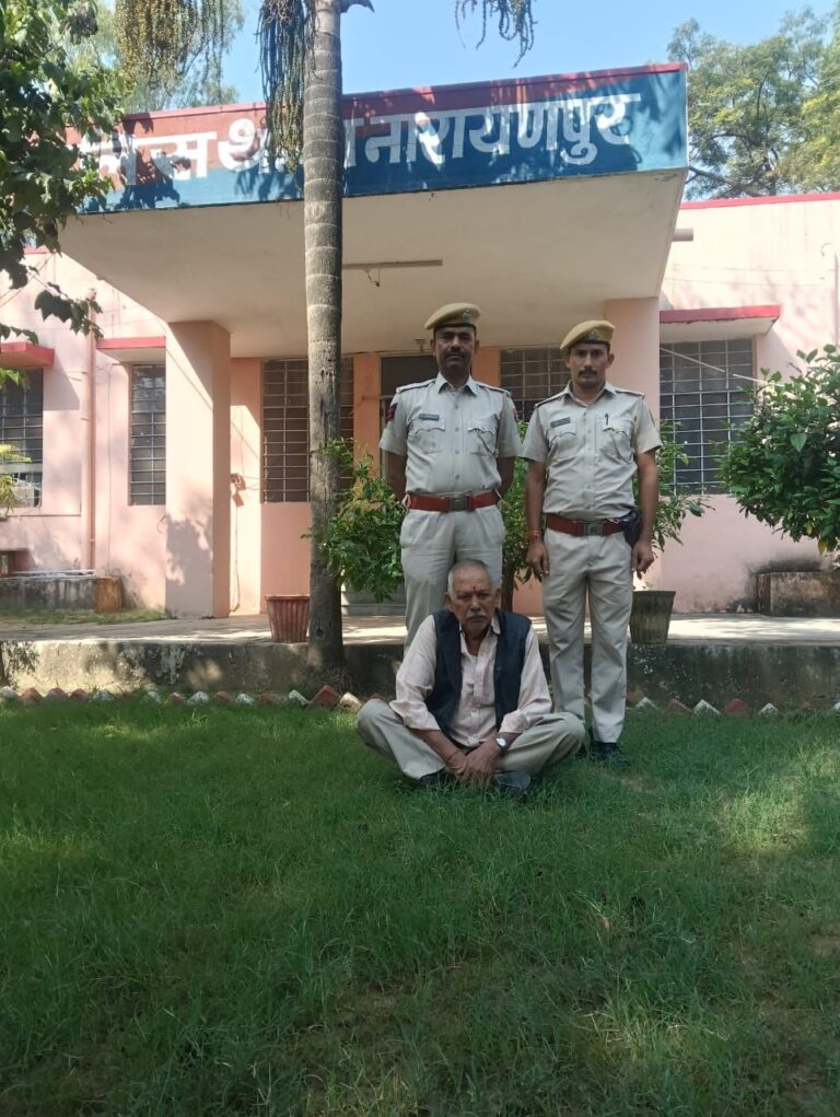 नारायणपुर पुलिस की बड़ी कार्रवाई: 52 पव्वे देशी सादा मदिरा सहित एक गिरफ्तार, मोटरसाइकिल जब्त 8 img-20251023-wa00027564254997026965254.jpg