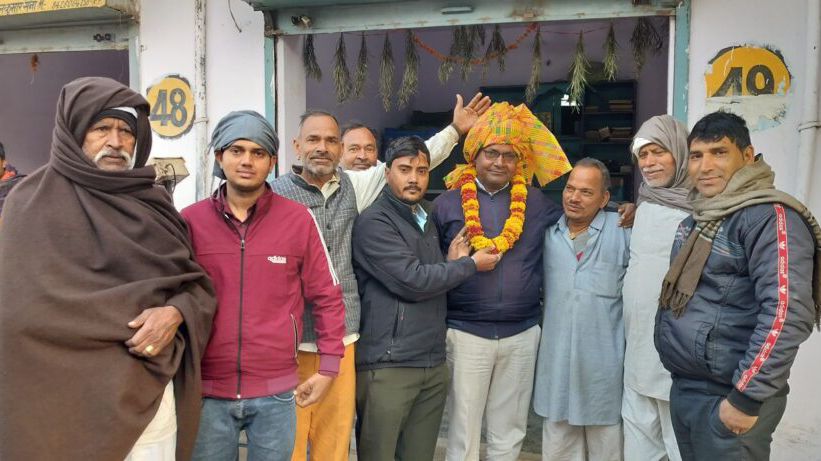 पावटा सब्जी मंडी में नवनियुक्त कांग्रेस पदाधिकारी राजेन्द्र सैनी का स्वागत