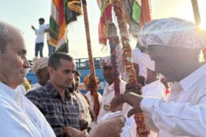 पावटा-प्रागपुरा में दिल्ली से जोधपुरिया ध्वज पदयात्रा का स्वागत